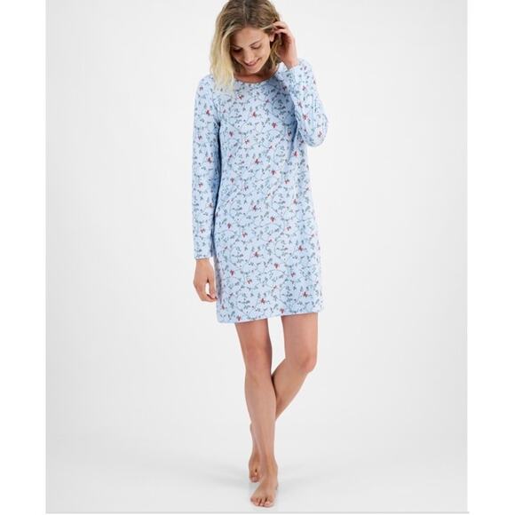 Charter Club Women's Soft Knit Printed Sleepshirt, - Cardinal Blu S - Picture 1 of 4